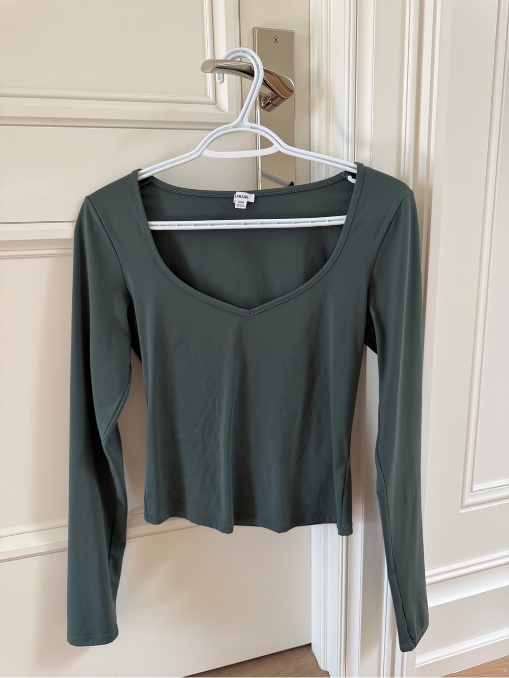 Garage Long Sleeve Scoop Neck Women's Top - Green